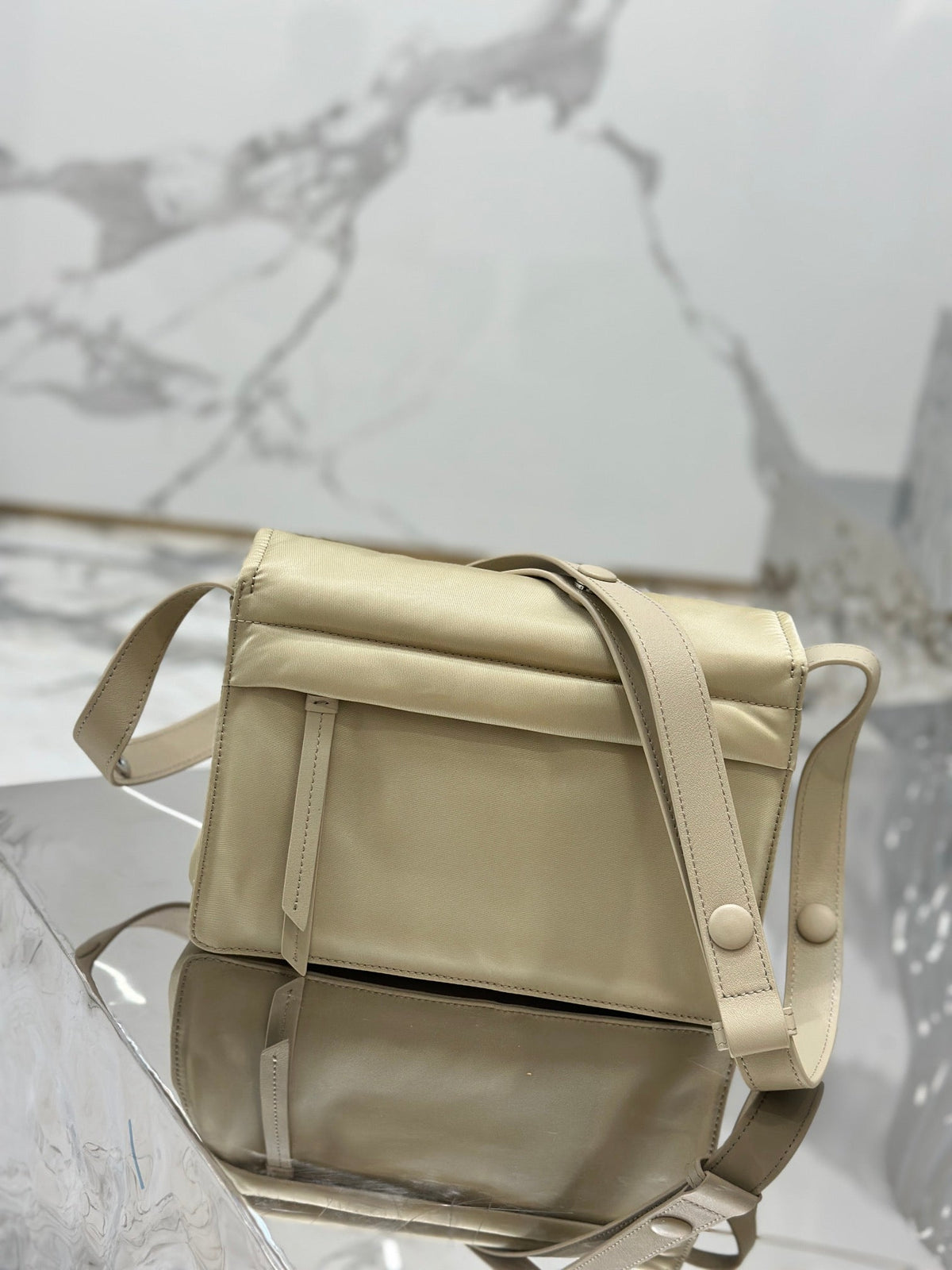 Pra Cini 23 Medium Bag in Flax Yellow Re-nylon with Strap