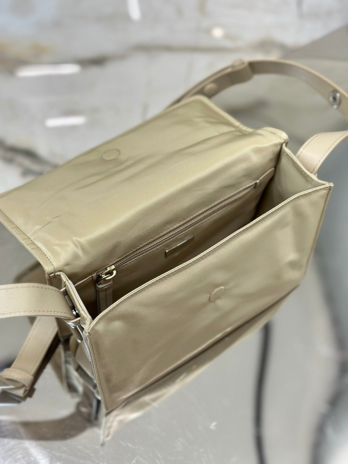 Pra Cini 23 Medium Bag in Flax Yellow Re-nylon with Strap