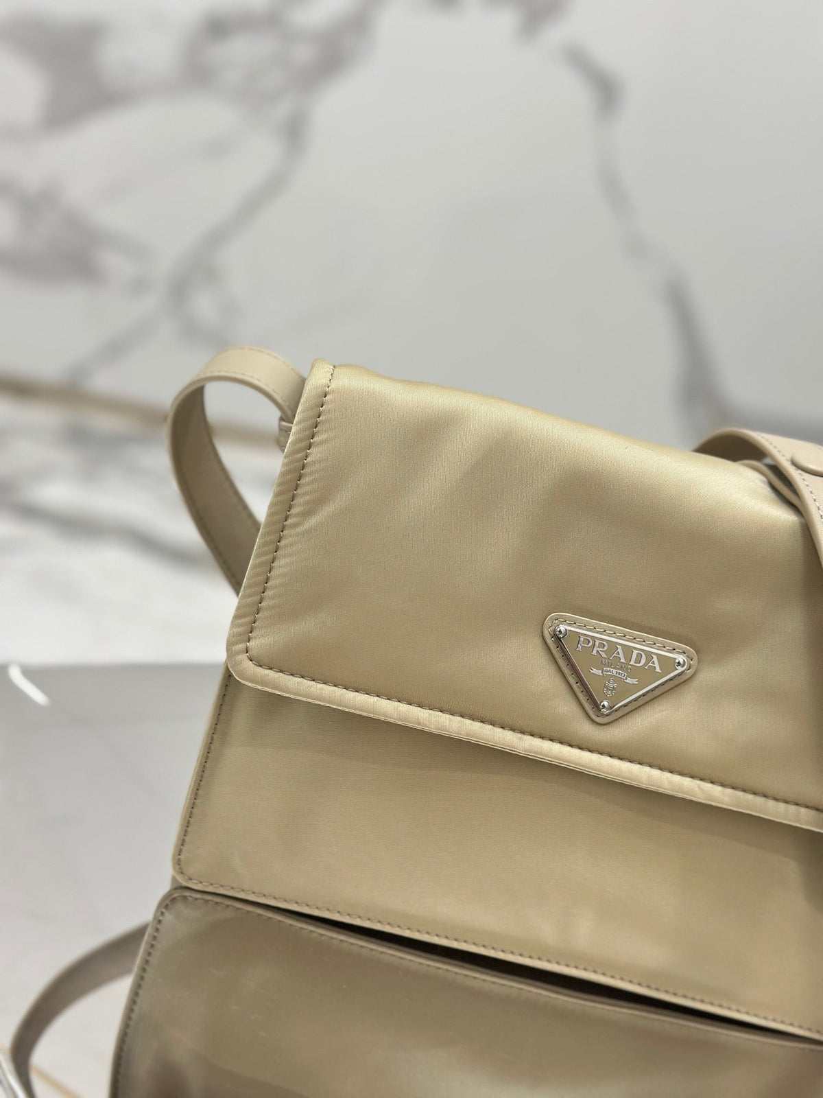 Pra Cini 23 Medium Bag in Flax Yellow Re-nylon with Strap