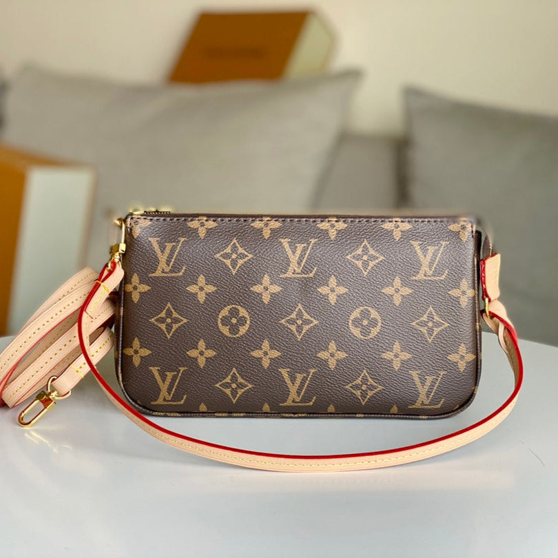 LV 25S Pochette Accessoires 21 in Brown Monogram Canvas Gold Hardware