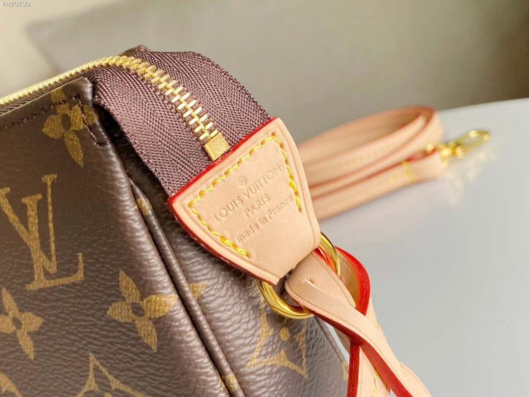 LV 25S Pochette Accessoires 21 in Brown Monogram Canvas Gold Hardware