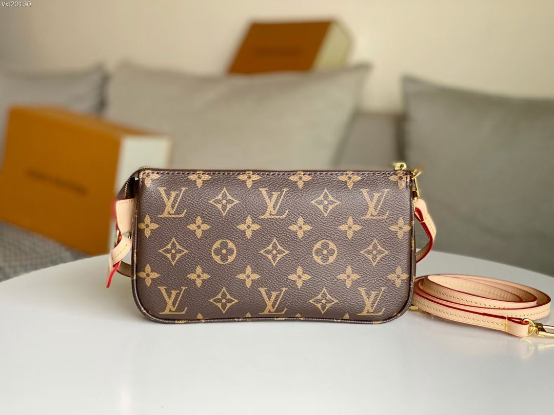 LV 25S Pochette Accessoires 21 in Brown Monogram Canvas Gold Hardware