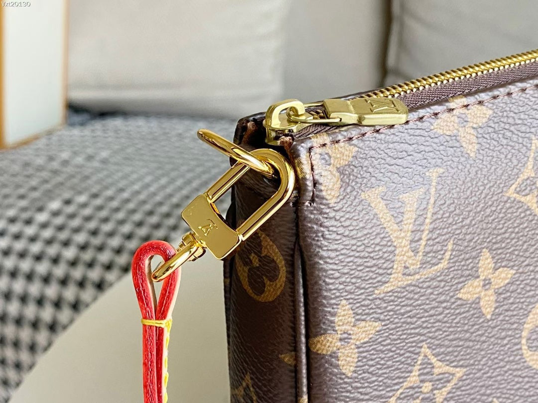 LV 25S Pochette Accessoires 21 in Brown Monogram Canvas Gold Hardware