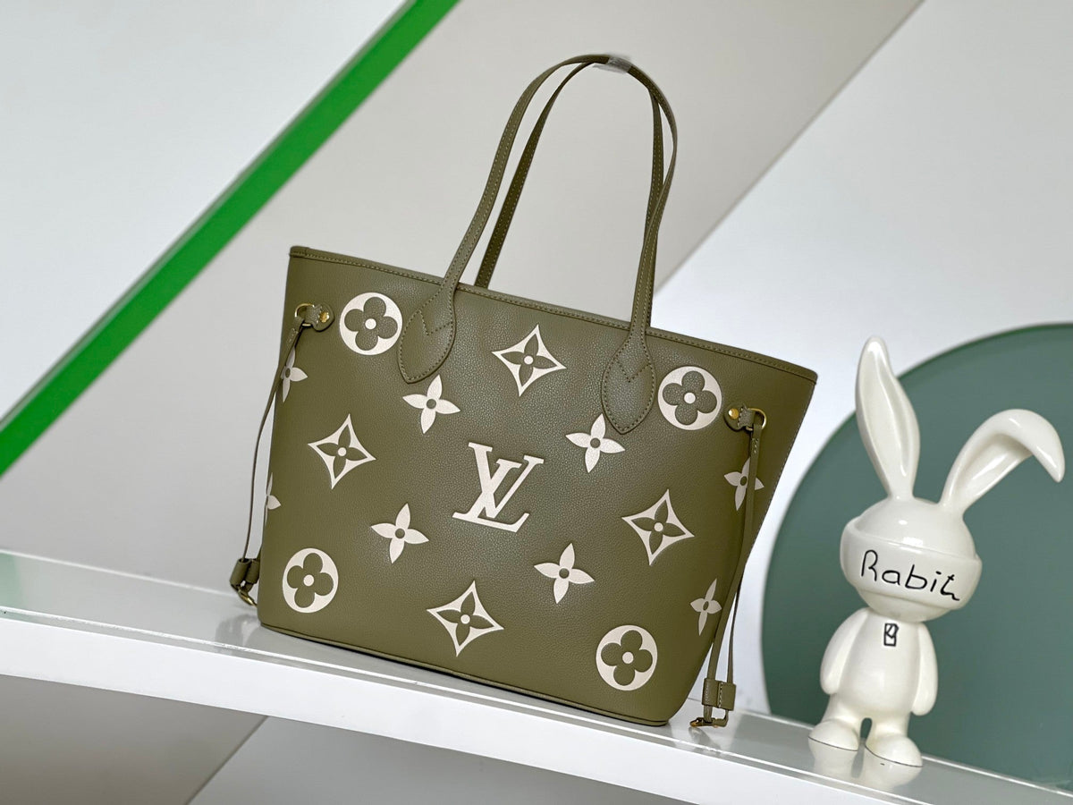 Neverfull MM 32 Khaki Cream Monogram Empreinte Leather