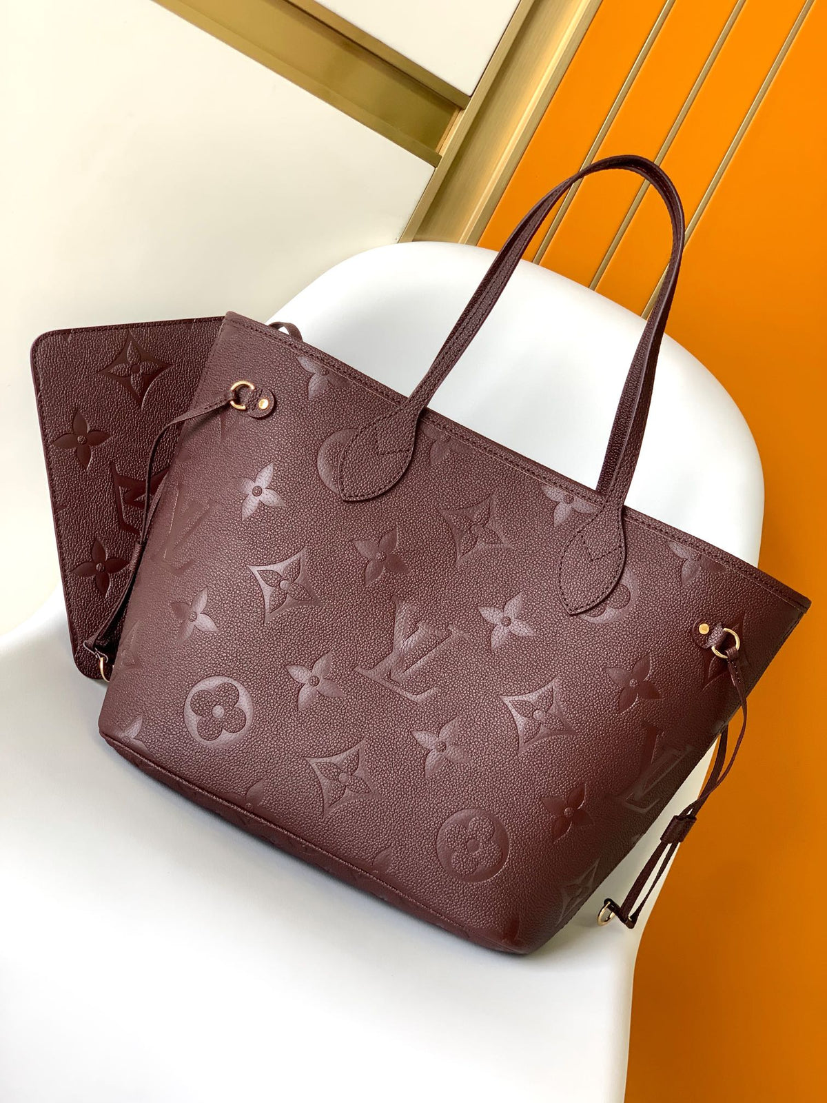 Neverfull MM 32 Wine Monogram Empreinte Leather
