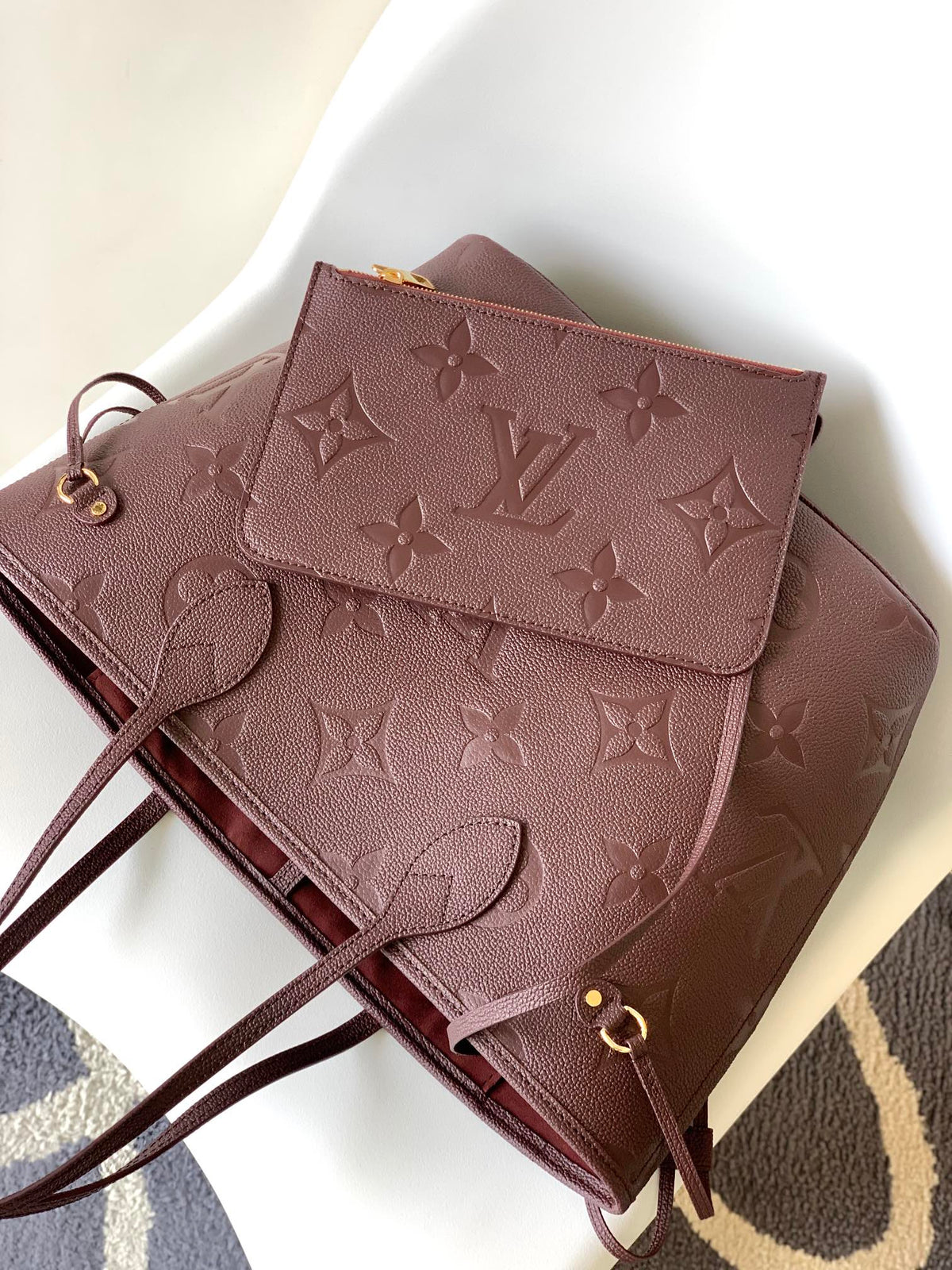 Neverfull MM 32 Wine Monogram Empreinte Leather