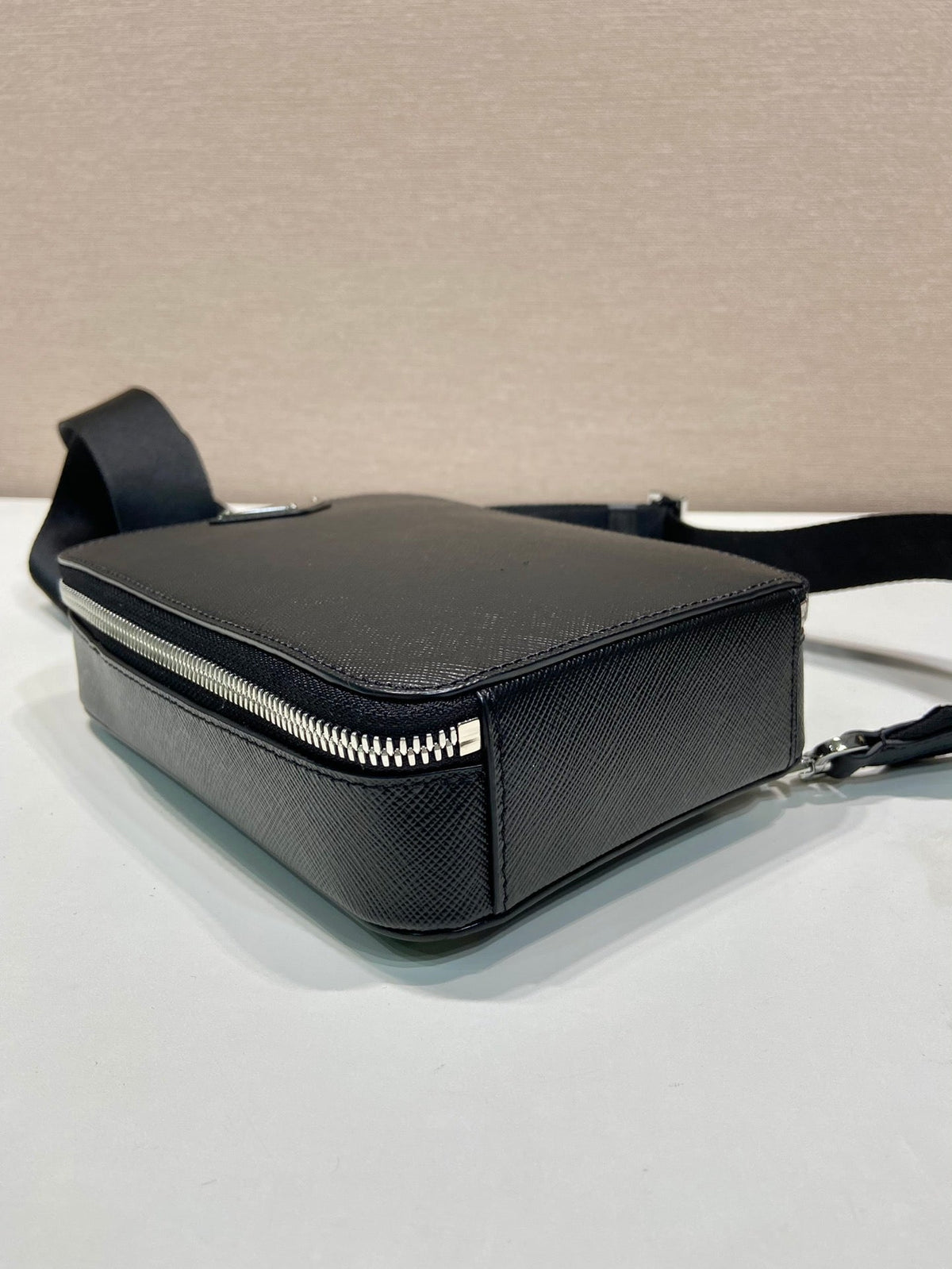 Chest Bag 20 in Black Saffiano Leather