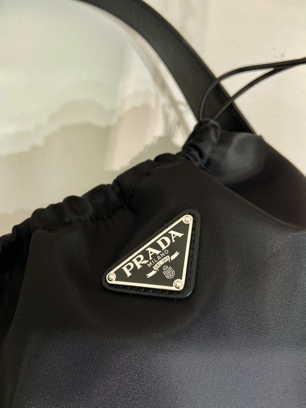 Small Drawstring Bag 23 in Black Re-nylon