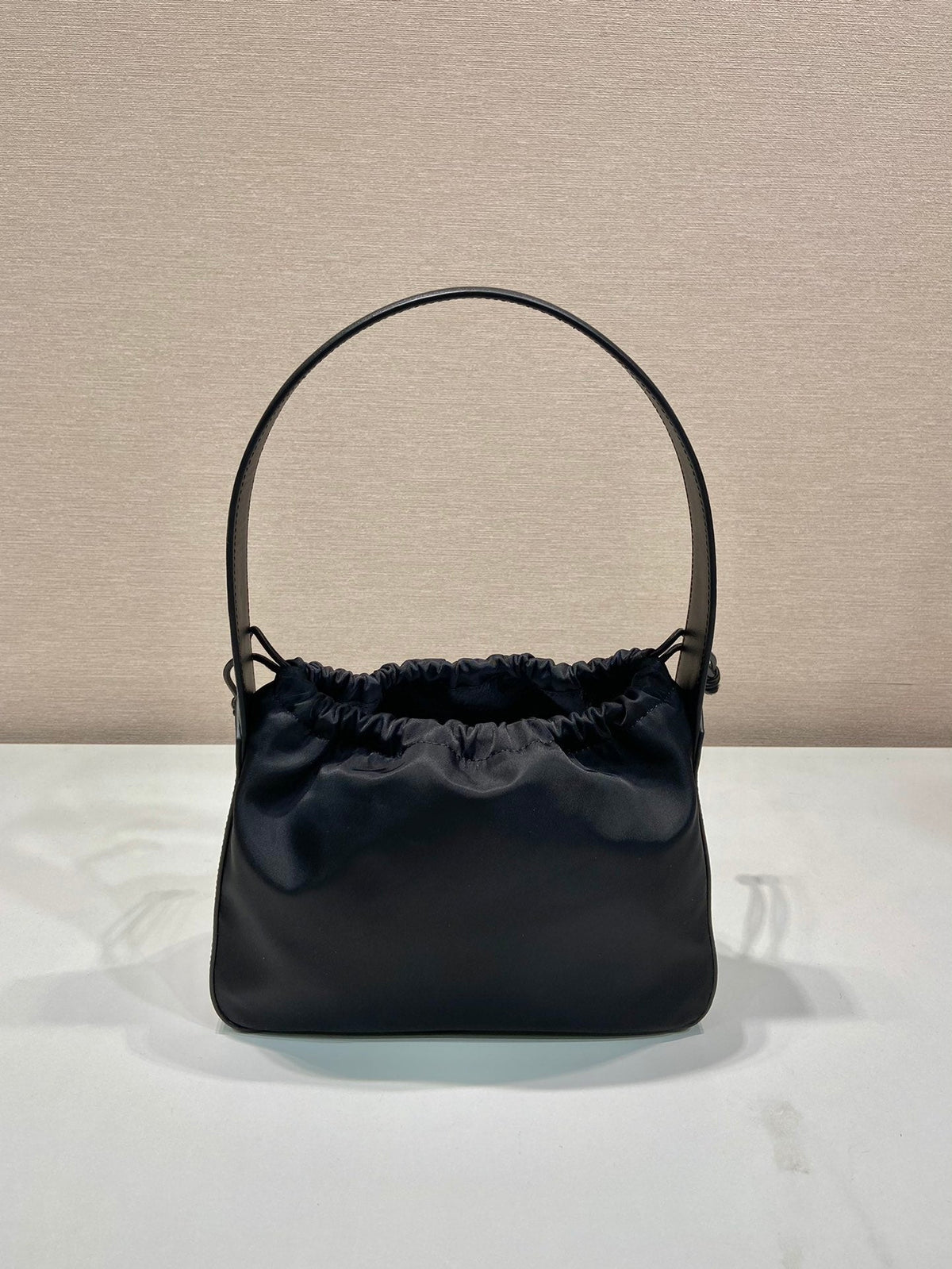 Small Drawstring Bag 23 in Black Re-nylon