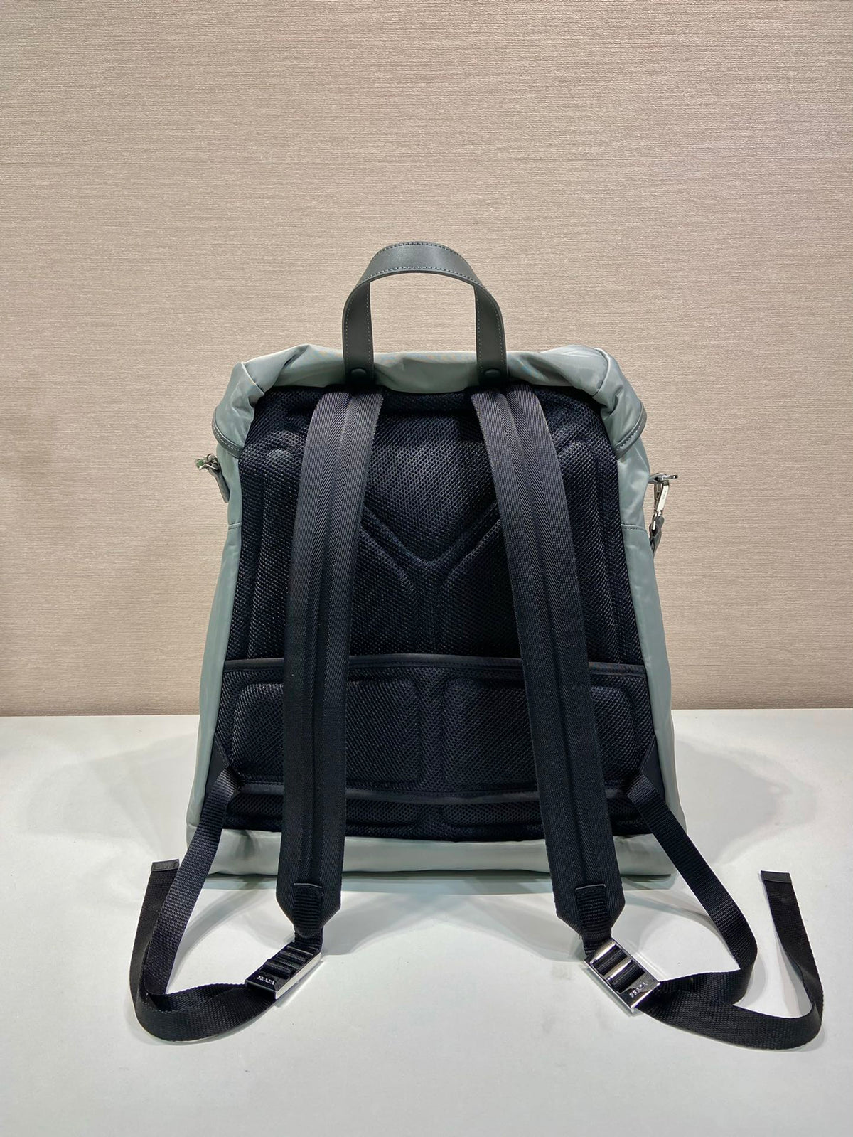 Triangle Logo Backpack 45 in Ash Gray Re-nylon