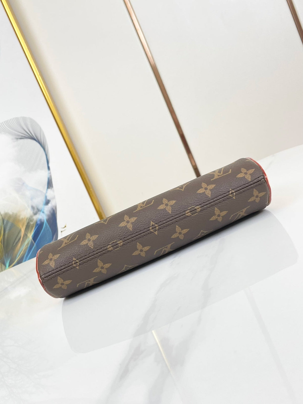 Pochette Tirette 22 in Brown Monogram Canvas Gold Buckle