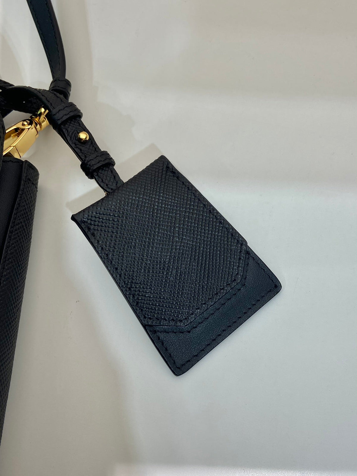 Mini Bucket Bag 18 in Black Saffiano Leather