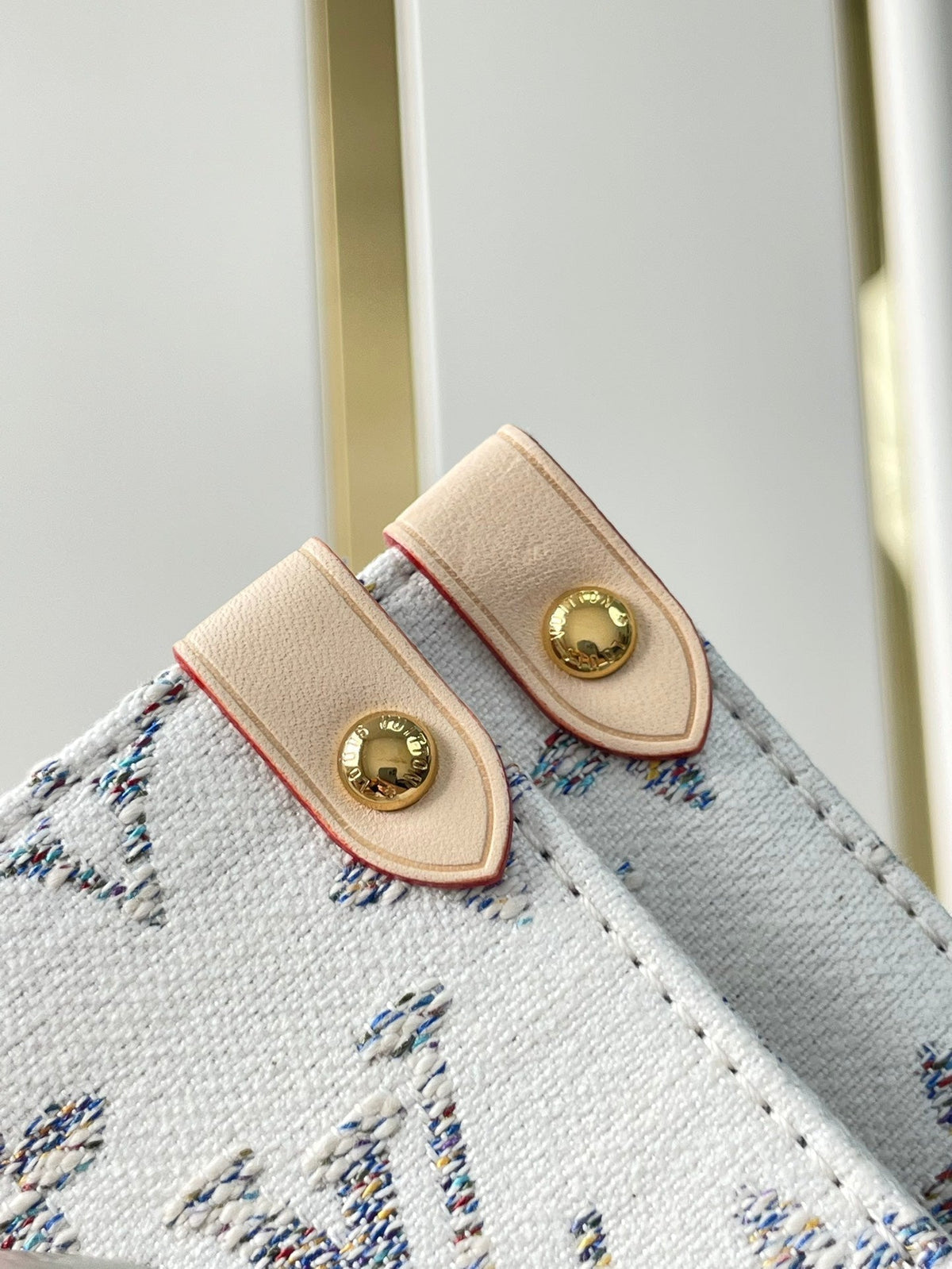 Onthego MM 35 in White Monogram Jacquard Fabric