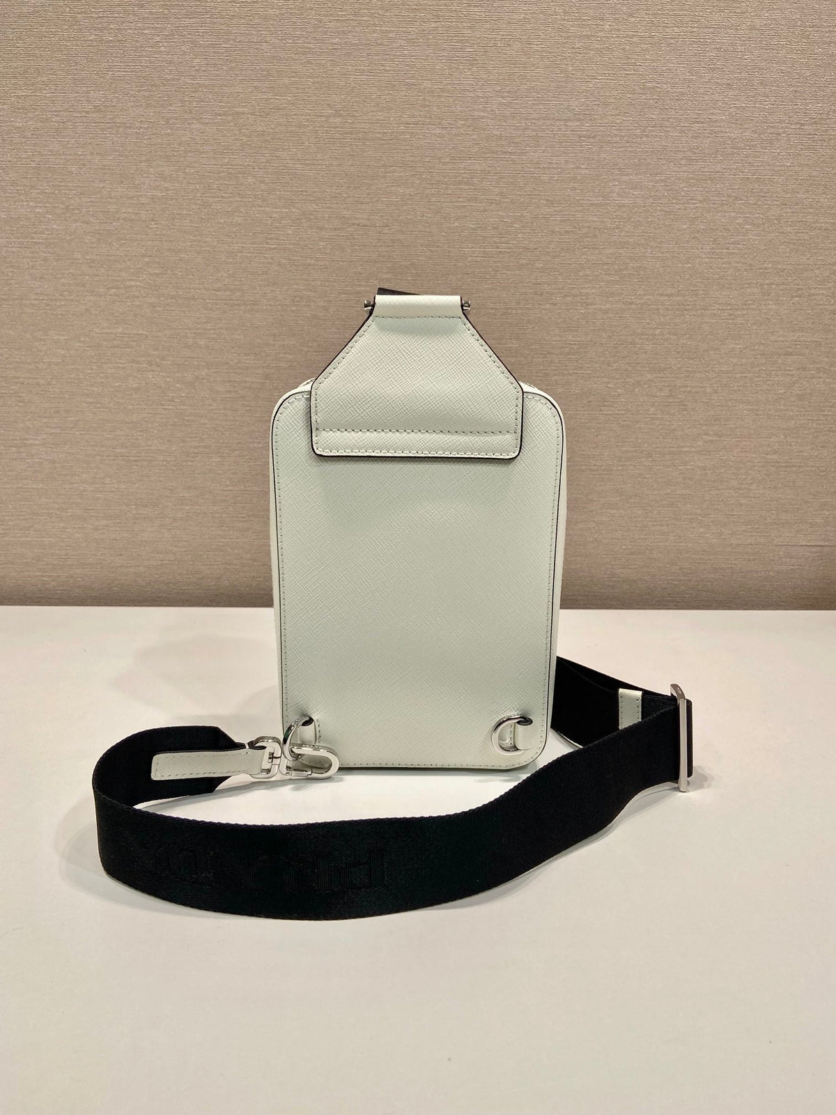 Chest Bag 20 in White Saffiano Leather