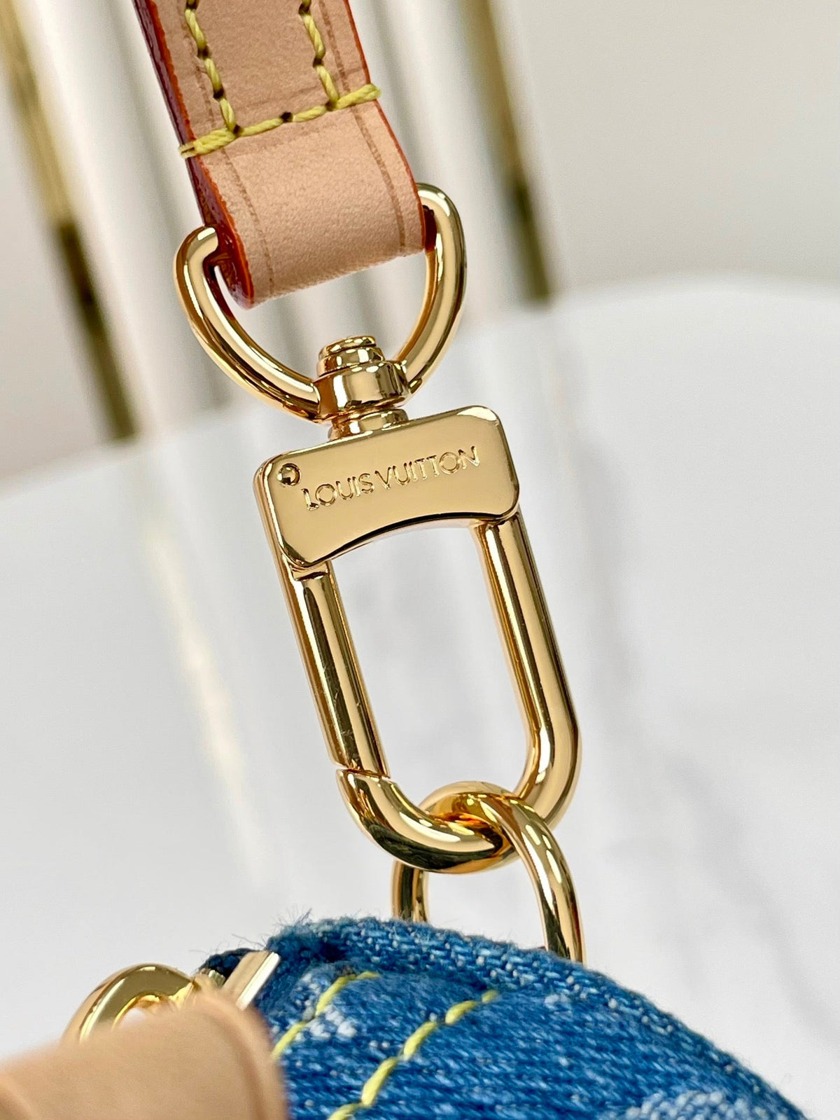 Nano Speedy 16 in Blue Monogram Denim Gold Hardware