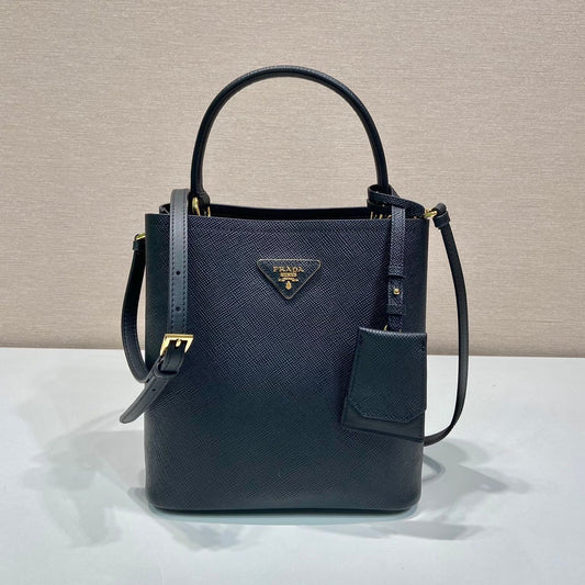 Bucket Bag 23 in Black Saffiano Leather