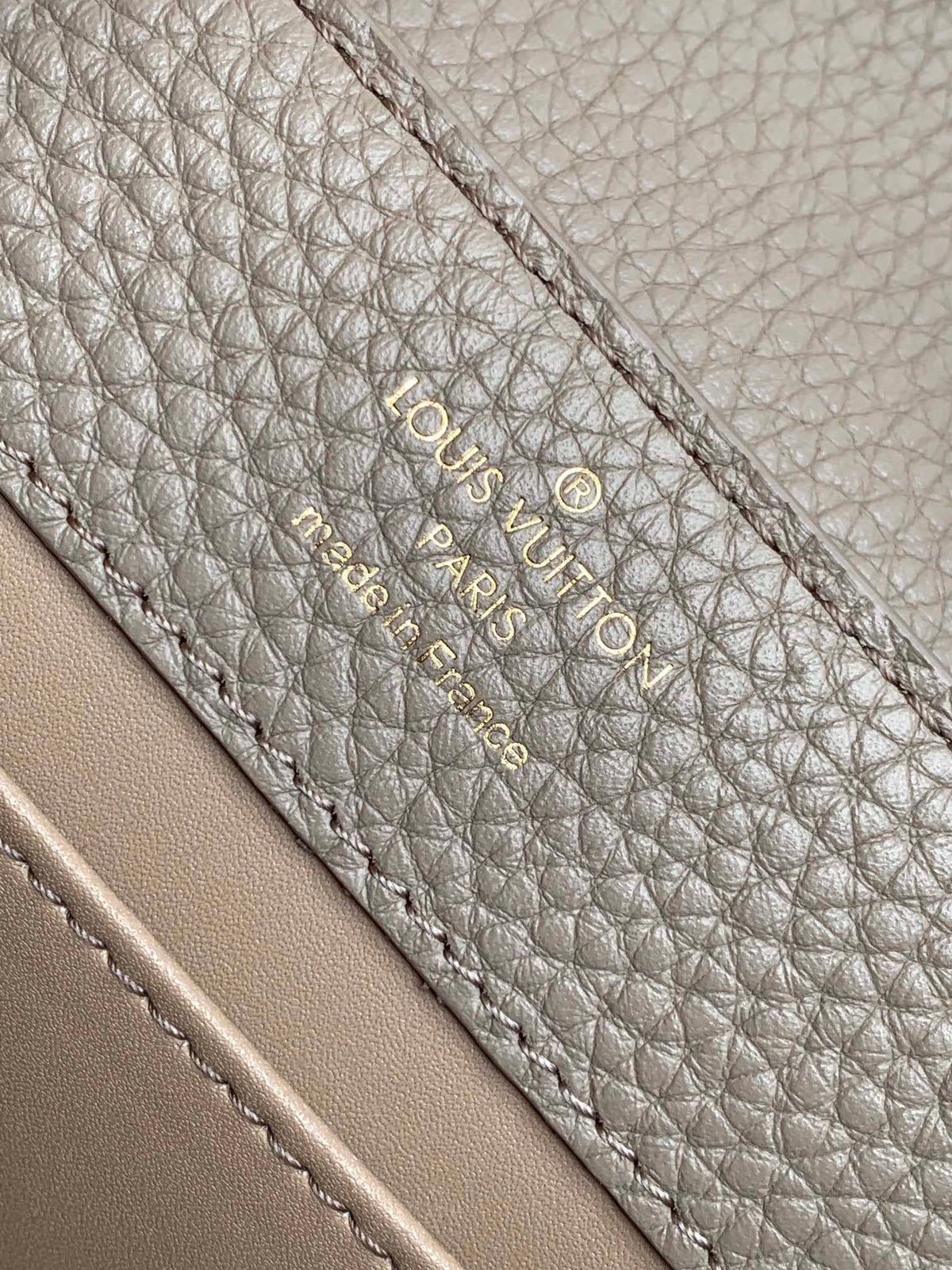 Capucines Mini 21 in Khaki Brown Taurillon Gold Hardware