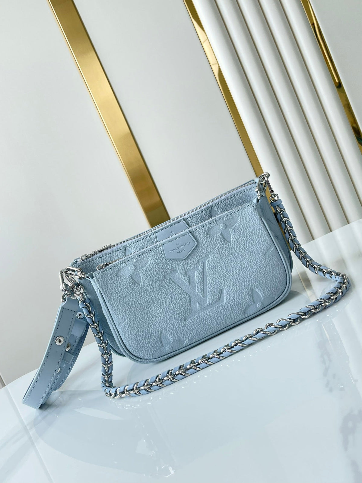 Multi Pochette Accessoires 24 in Beau Blue Monogram Empreinte Leather
