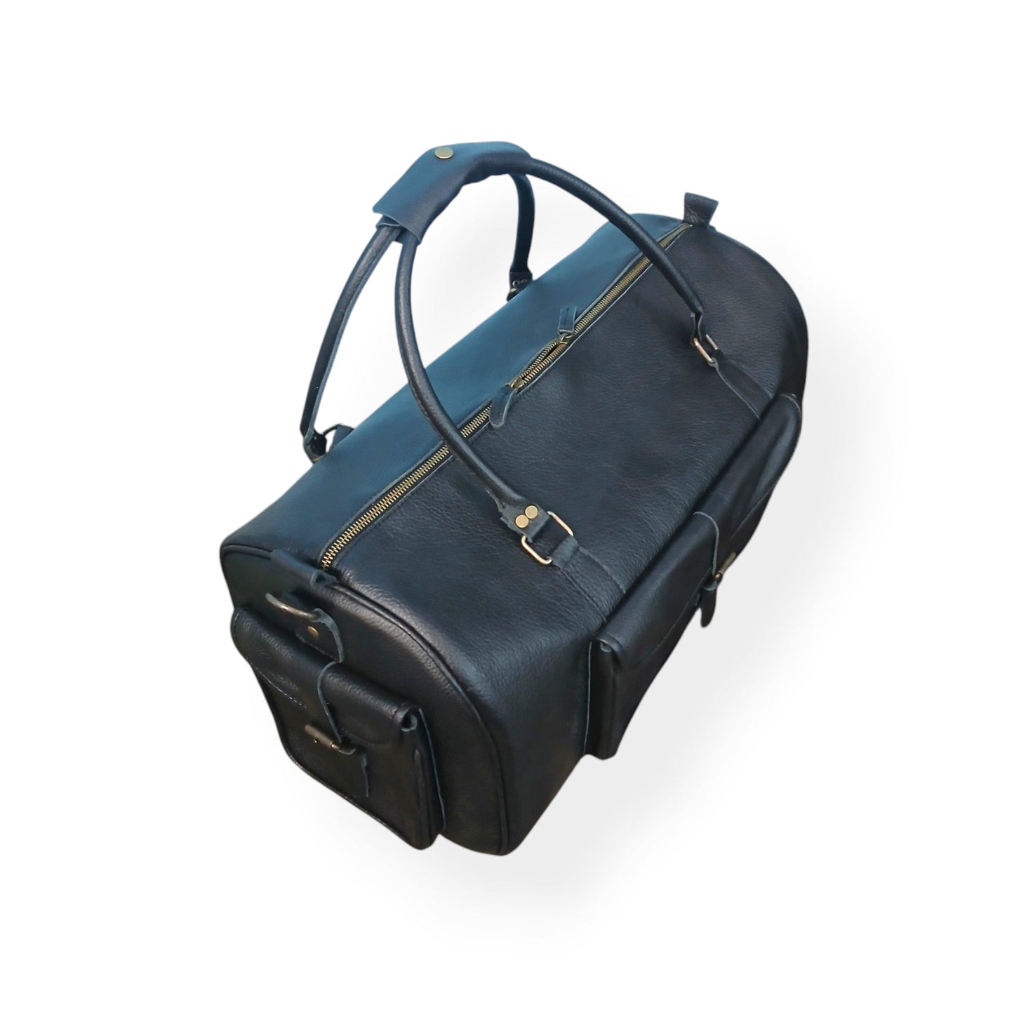 Velmire Softy Black Full-Grain Leather Duffel Bag