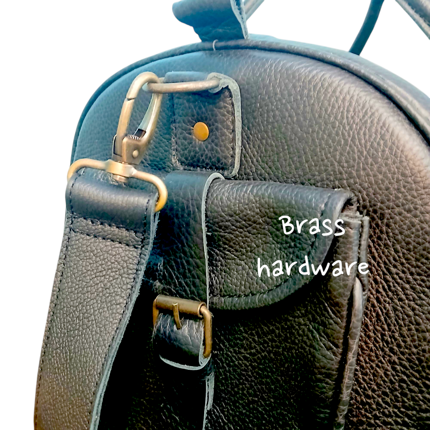 Velmire Softy Black Full-Grain Leather Duffel Bag