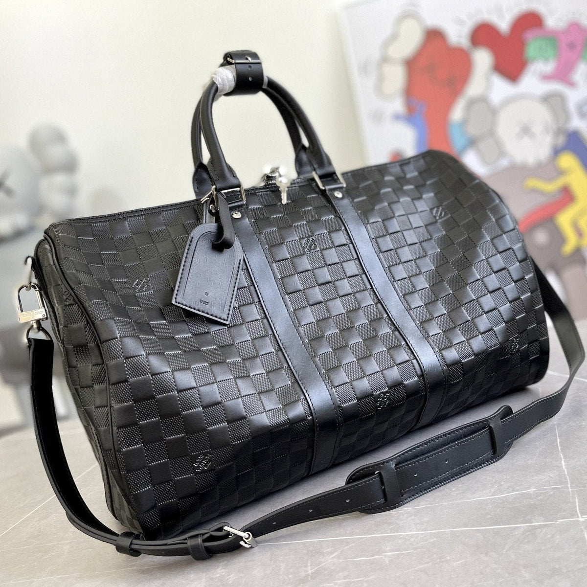 Keepall 45 Bandoulière Black Empreinte Infini