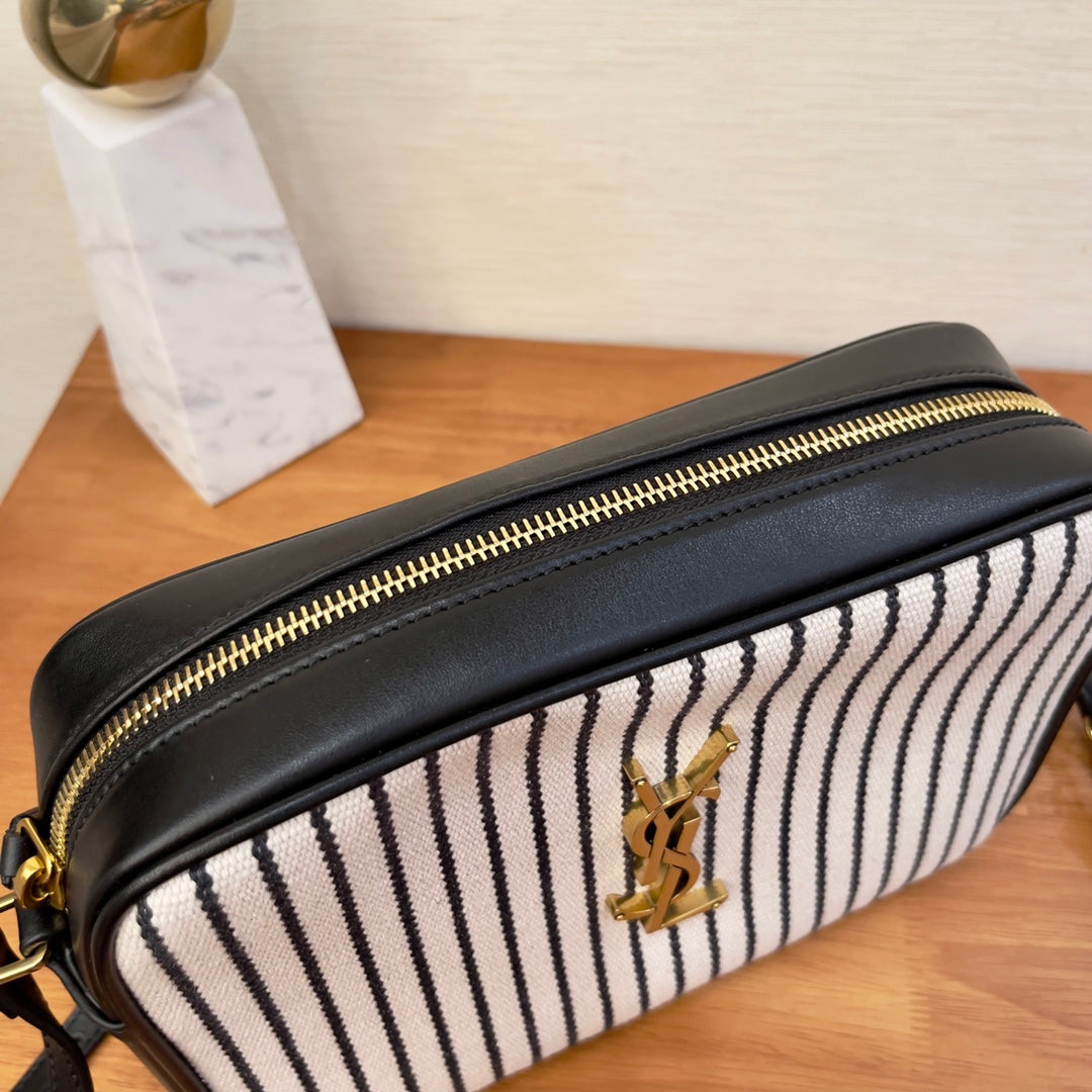 Saint Laurent Lou Camera Bag In Canvas Black And White For Women 23cm YSL 612542FAACG9583 – product image 4