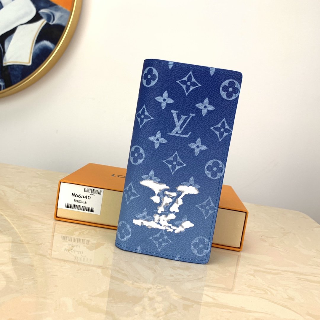 Louis Vuitton Monogram Brazza Wallet 19cm Blue