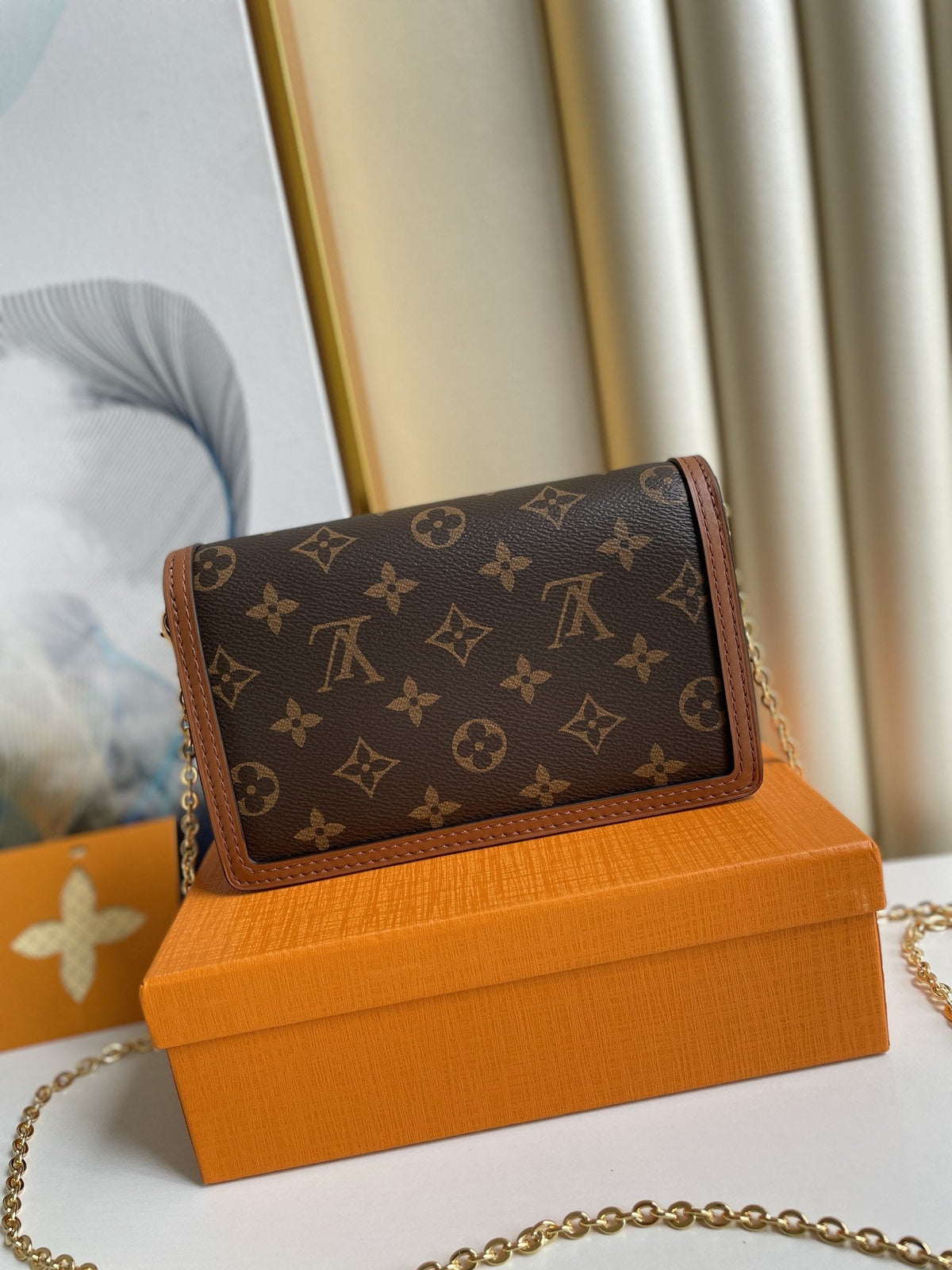 Louis Vuitton Dauphine Chain Wallet Combines Monogram And Monogram Reverse Canvas By Nicolas Ghesquière For Women, Women’s…