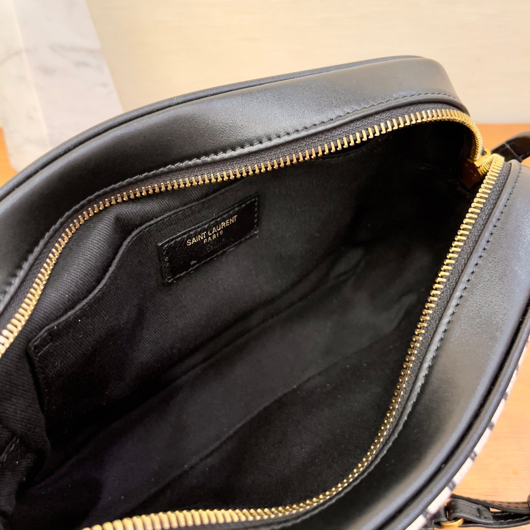 Saint Laurent Lou Camera Bag In Canvas Black And White For Women 23cm YSL 612542FAACG9583 – product image 7