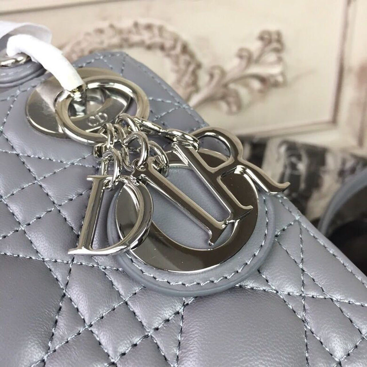 Christian Dior Mini Lady Dior Bag 18cm with Chain Silver Hardware Lambskin Leather Spring/Summer Collection, Grey – product…