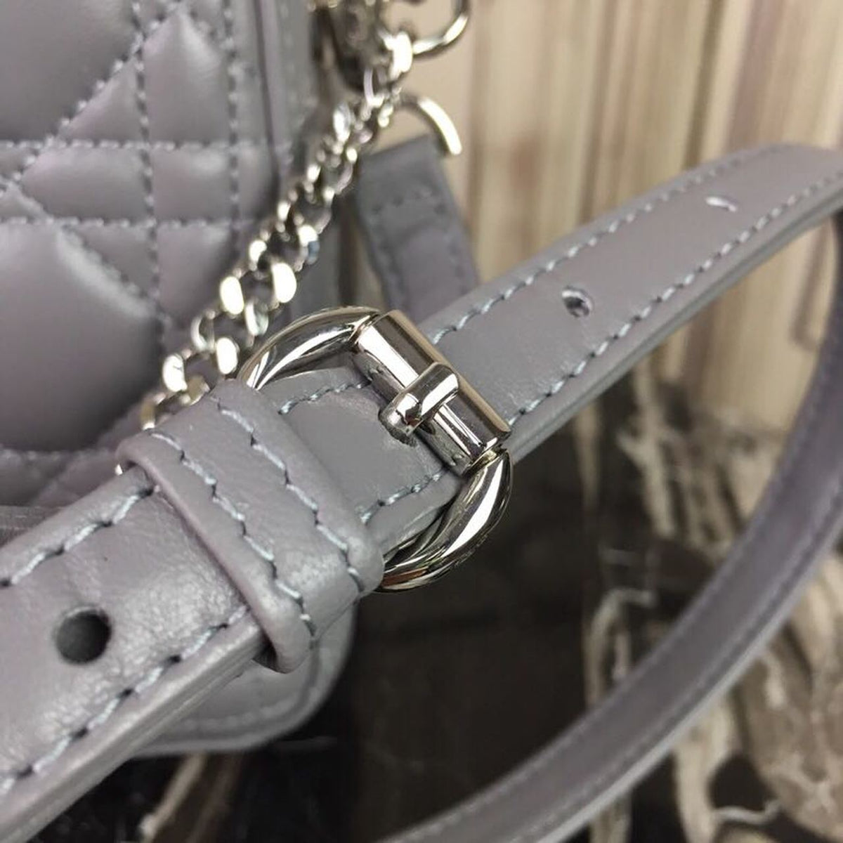 Christian Dior Mini Lady Dior Bag 18cm with Chain Silver Hardware Lambskin Leather Spring/Summer Collection, Grey – product…