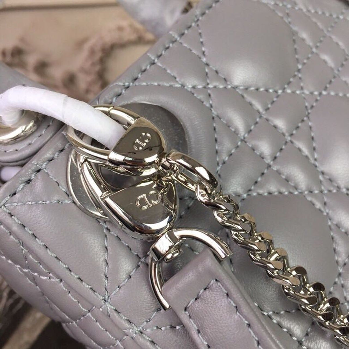 Christian Dior Mini Lady Dior Bag 18cm with Chain Silver Hardware Lambskin Leather Spring/Summer Collection, Grey – product…