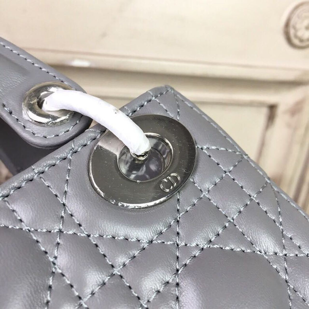 Christian Dior Mini Lady Dior Bag 18cm with Chain Silver Hardware Lambskin Leather Spring/Summer Collection, Grey – product…