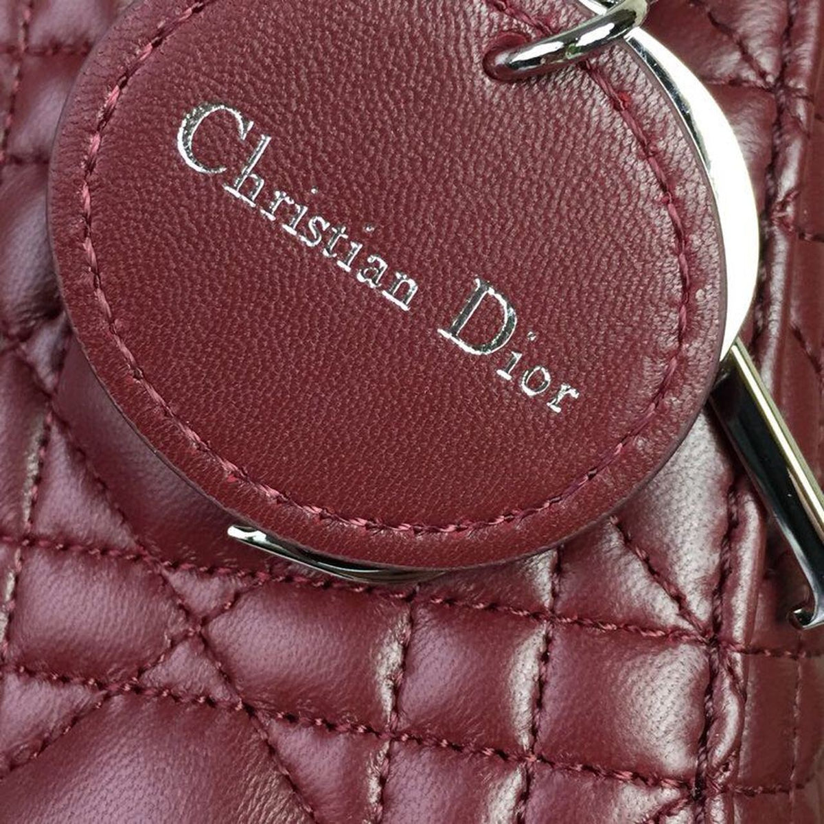 Christian Dior Mini Lady Dior Bag 18cm with Chain Silver Hardware Lambskin Leather Spring/Summer Collection, Burgundy –…