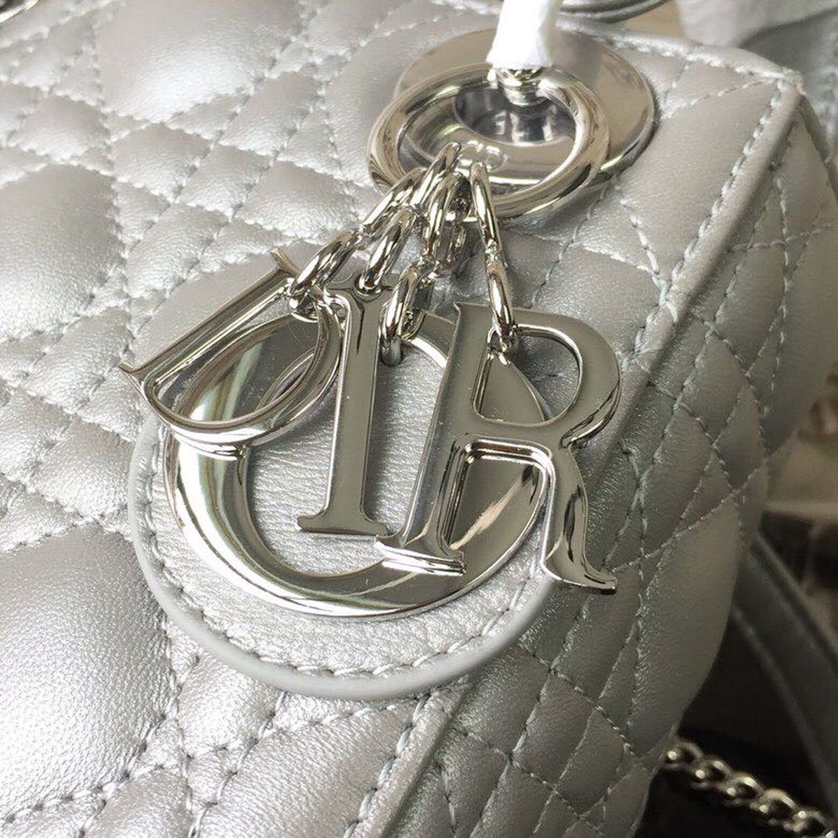 Christian Dior Mini Lady Dior Bag 18cm with Chain Silver Hardware Lambskin Leather Spring/Summer Collection, Pearl Gold –…
