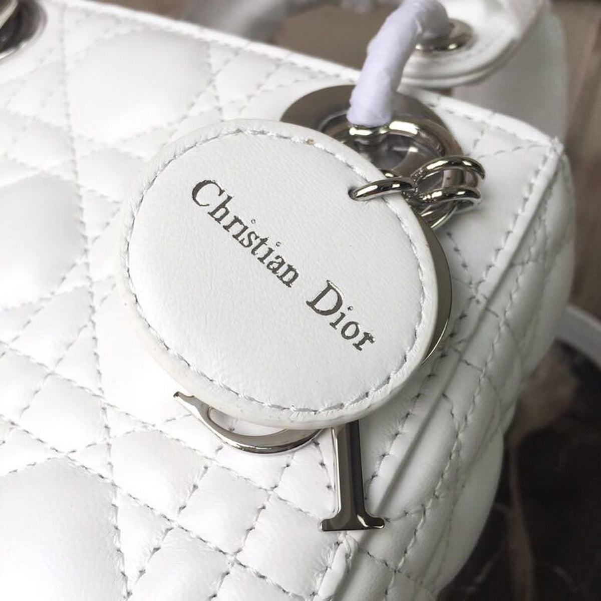 Christian Dior Mini Lady Dior Bag 18cm with Chain Silver Hardware Lambskin Leather Spring/Summer Collection, White – product…