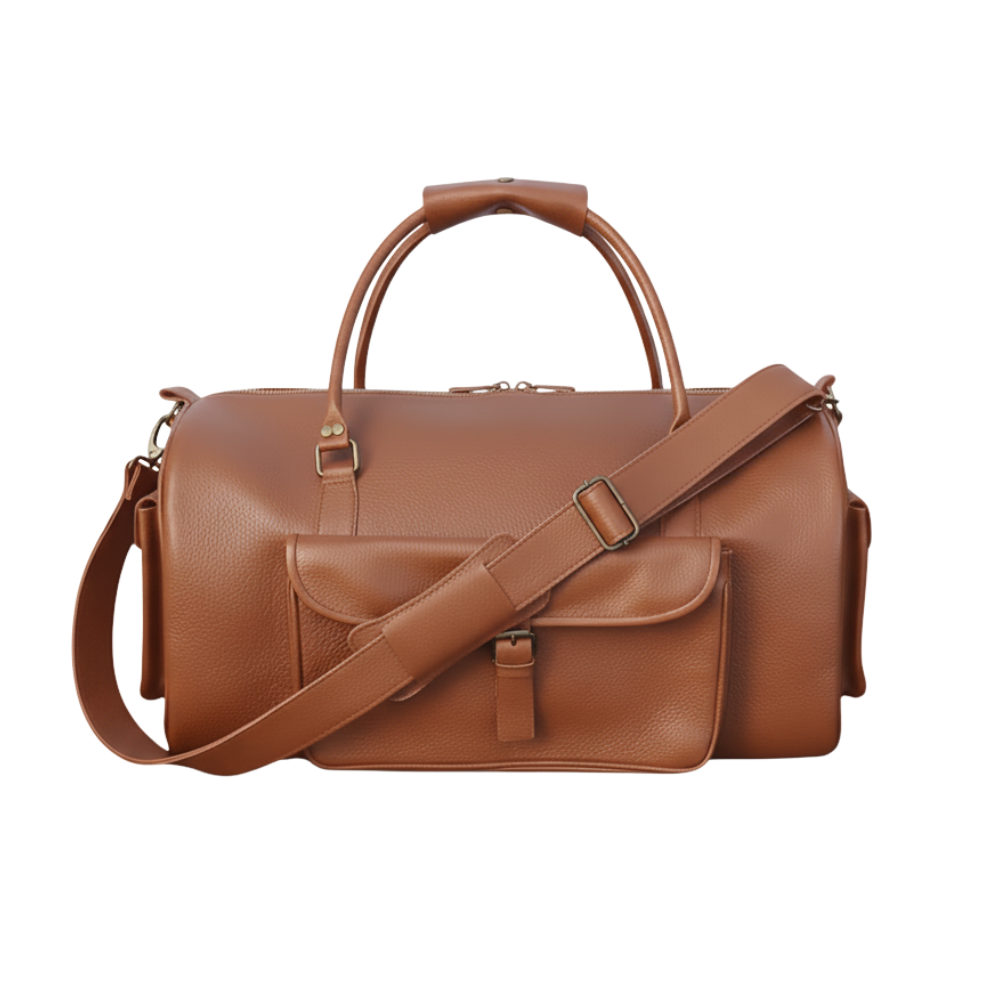 Jacketcart Softy Tan Full-Grain Leather Duffel Bag