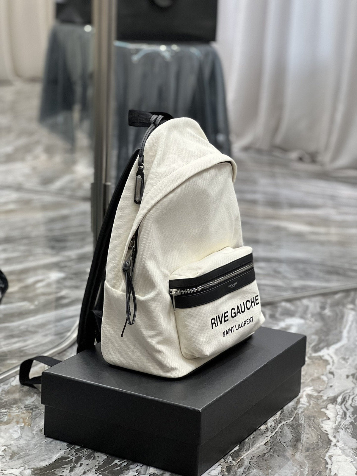 Saint Laurent City Backpack In Canvas Unisex 35cm White – product image 9