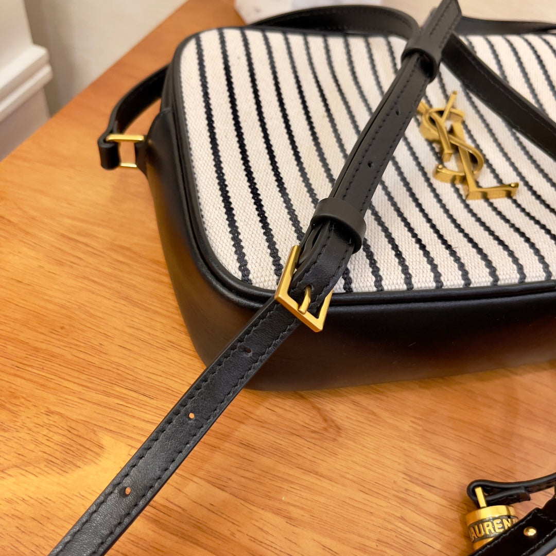 Saint Laurent Lou Camera Bag In Canvas Black And White For Women 23cm YSL 612542FAACG9583 – product image 6