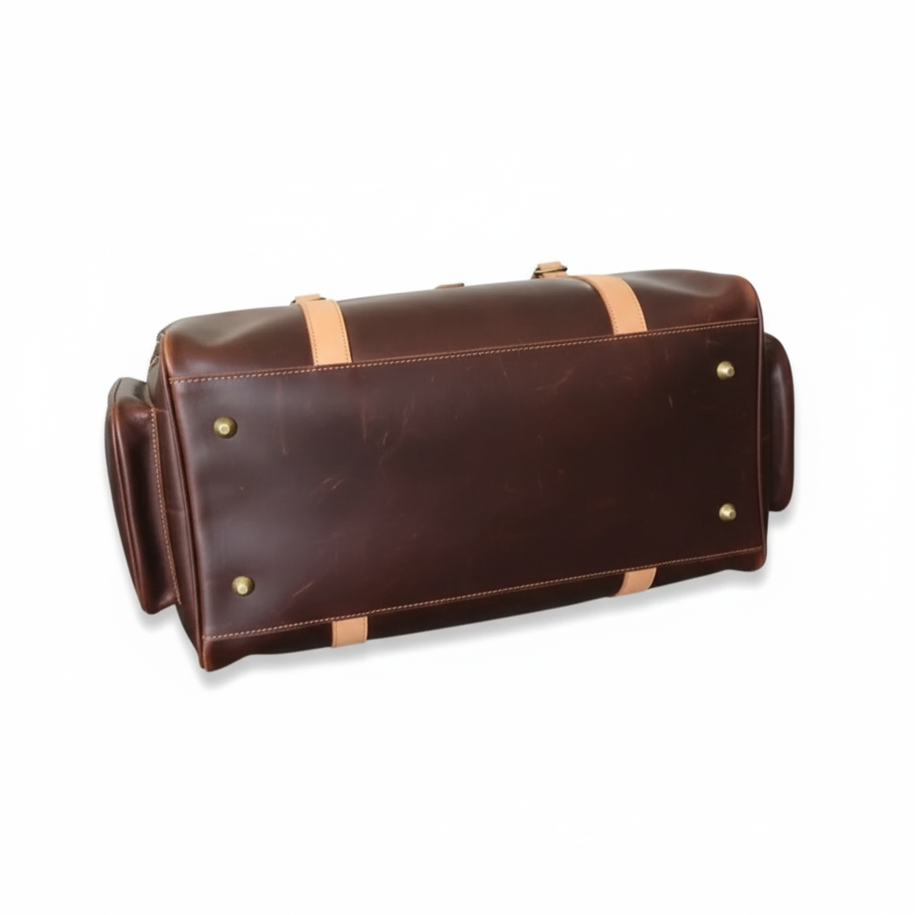 Jacketcart Choco & Tan Full-Grain Pull-Up Leather Duffel Bag