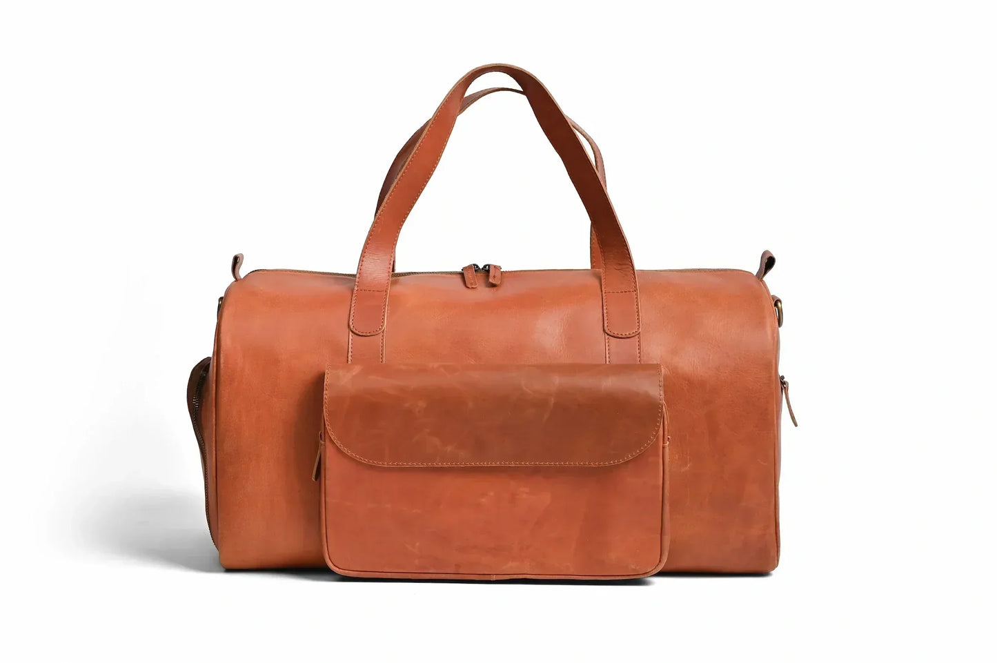 Jacketcart Shangrila Tan Full-Grain Pull-Up Leather Duffel Bag