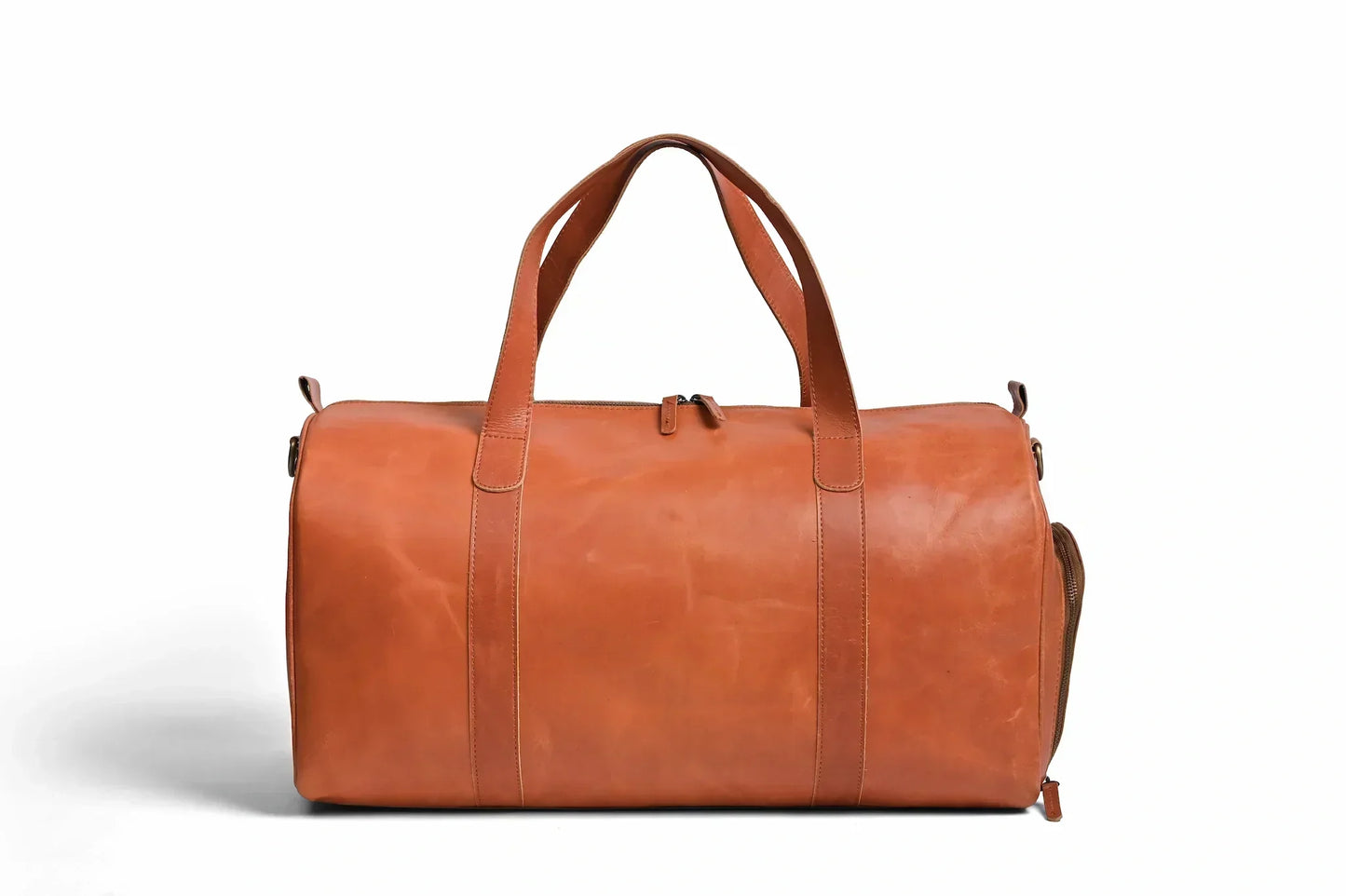 Jacketcart Shangrila Tan Full-Grain Pull-Up Leather Duffel Bag