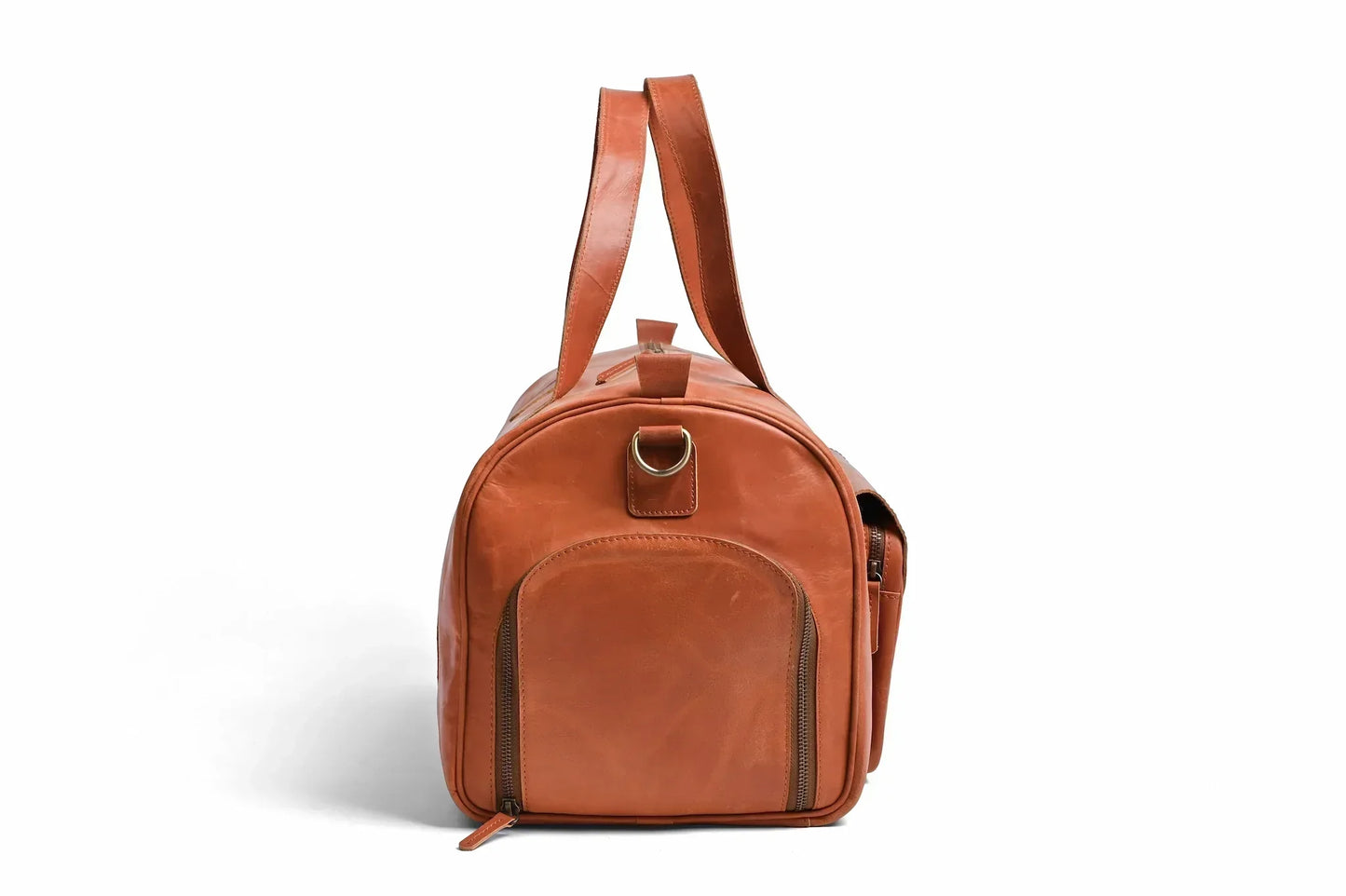 Jacketcart Shangrila Tan Full-Grain Pull-Up Leather Duffel Bag