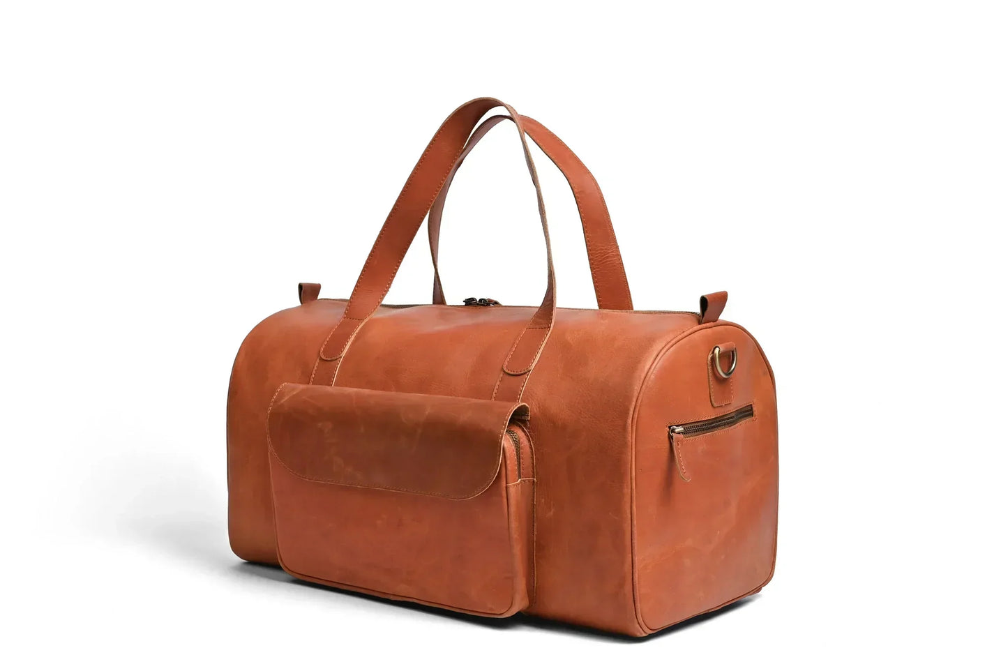 Jacketcart Shangrila Tan Full-Grain Pull-Up Leather Duffel Bag
