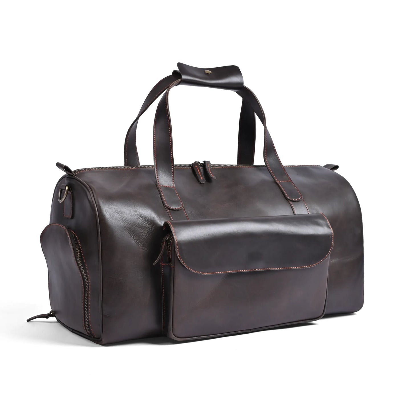 Jacketcart Choco Full-Grain Pull-Up Leather Duffel Bag