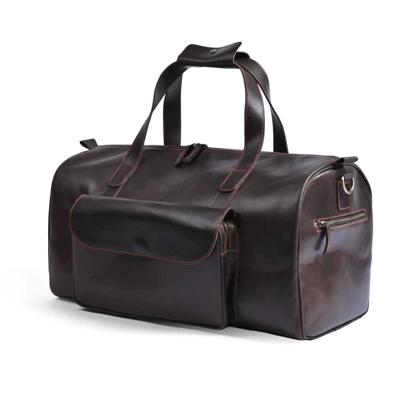 Jacketcart Choco Full-Grain Pull-Up Leather Duffel Bag