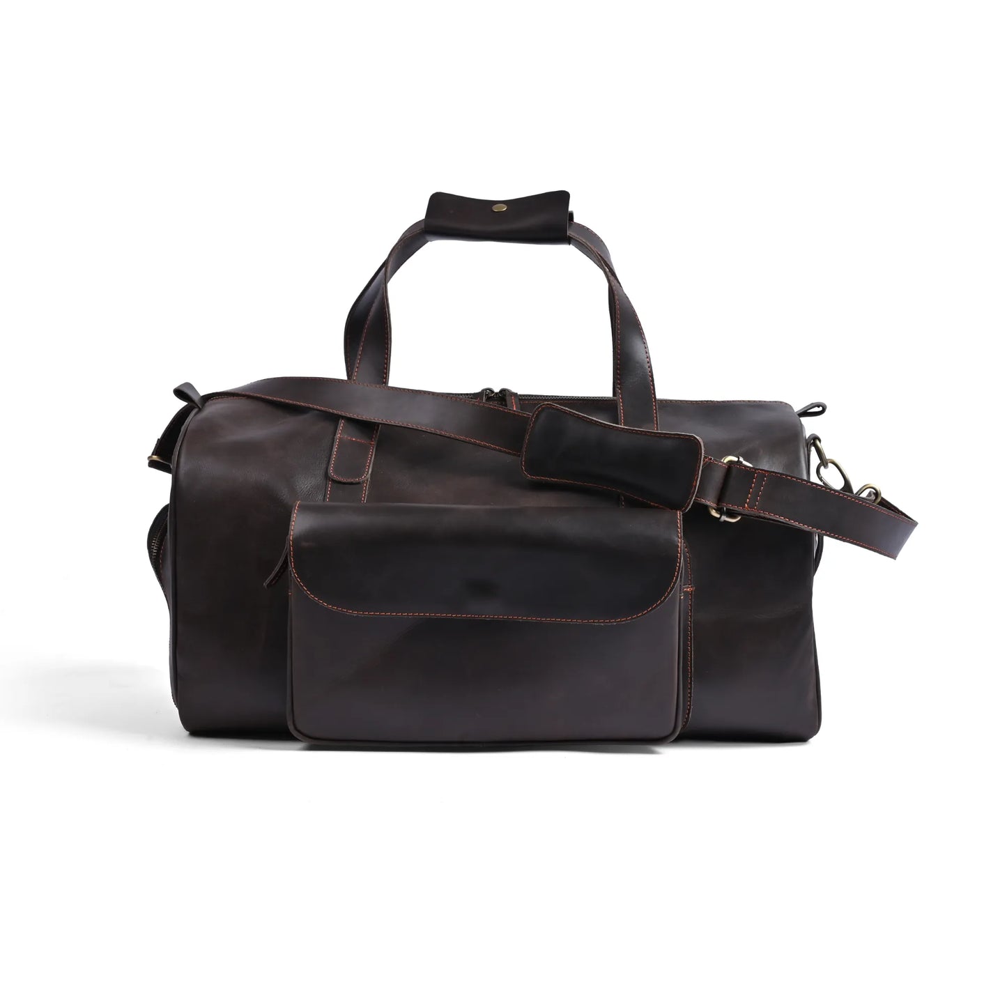 Jacketcart Choco Full-Grain Pull-Up Leather Duffel Bag