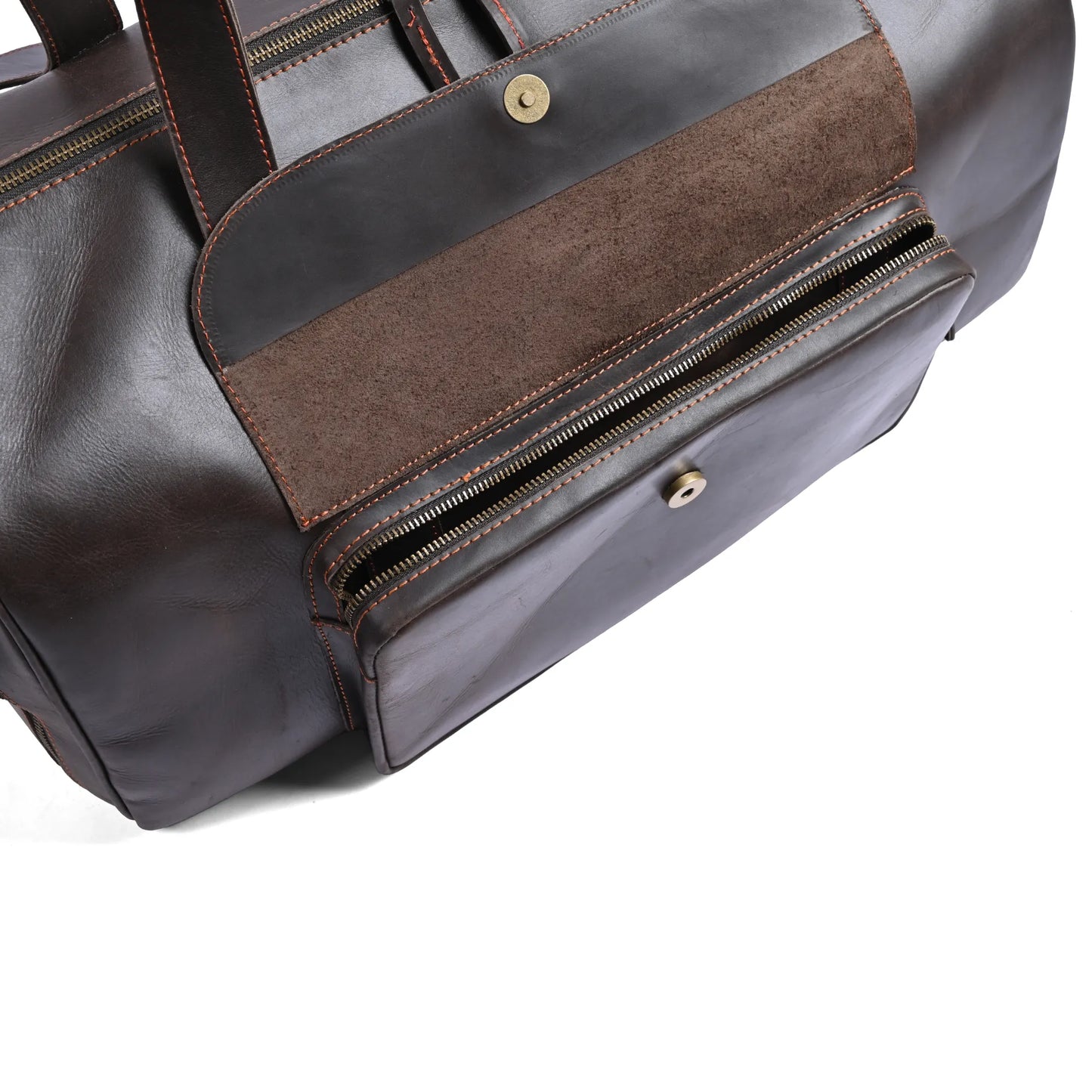 Jacketcart Choco Full-Grain Pull-Up Leather Duffel Bag