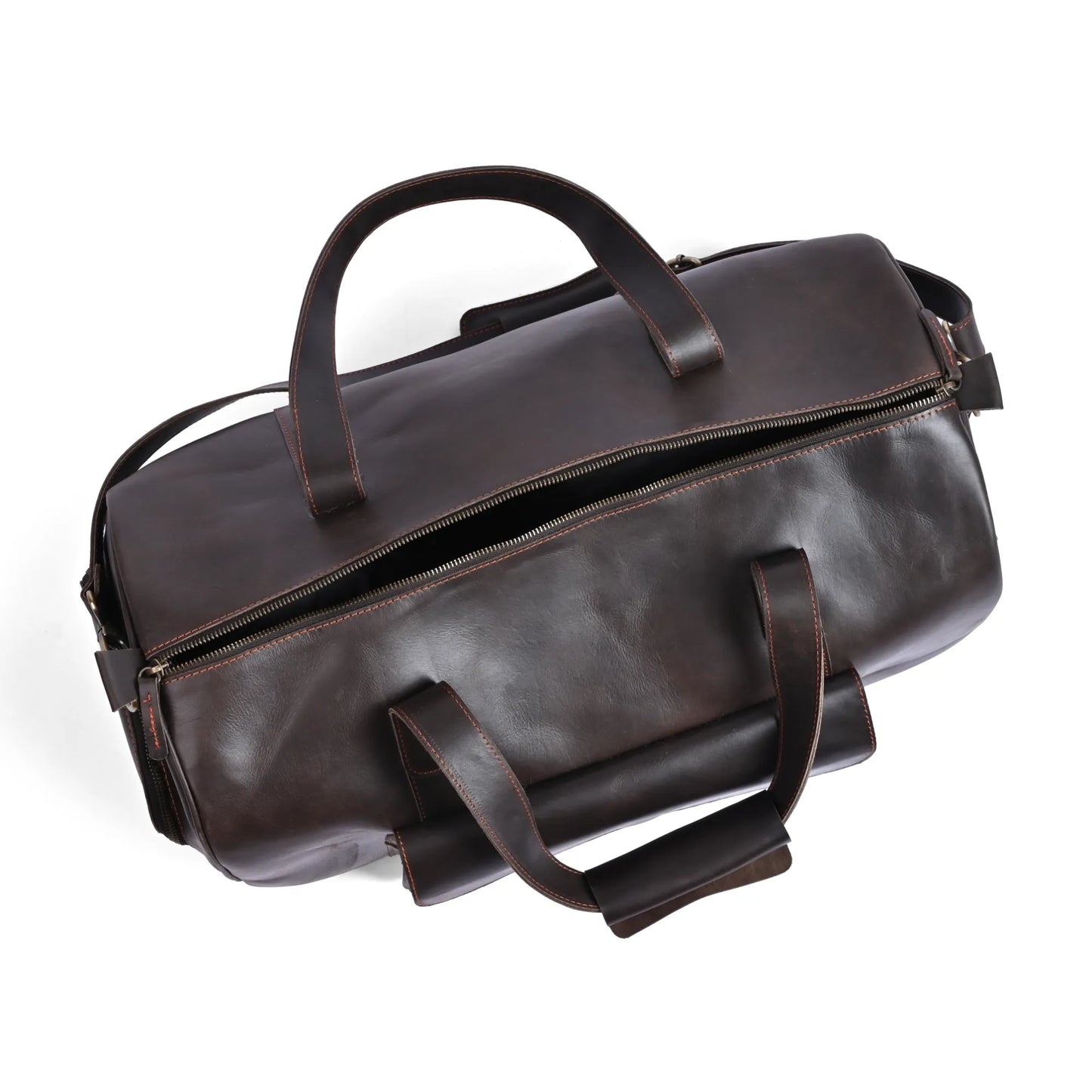 Jacketcart Choco Full-Grain Pull-Up Leather Duffel Bag