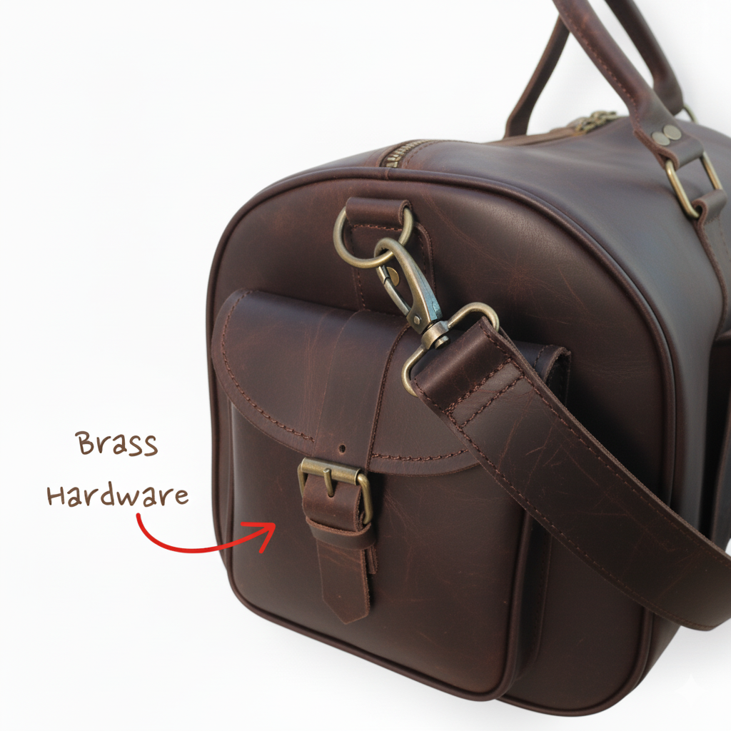 Jacketcart Dark Brown Leather Travel Duffel Bag